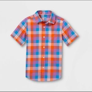 Cat & Jack Boys Plaid Button Down Sz L 12-14